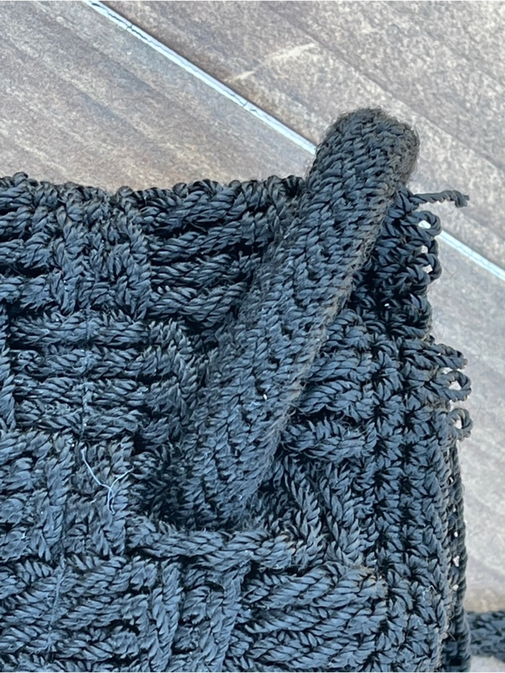 THE SAK Black Crochet Bucket Bag Backpack Drawstring Tote Purse Boho Hippie - Picture 3 of 6